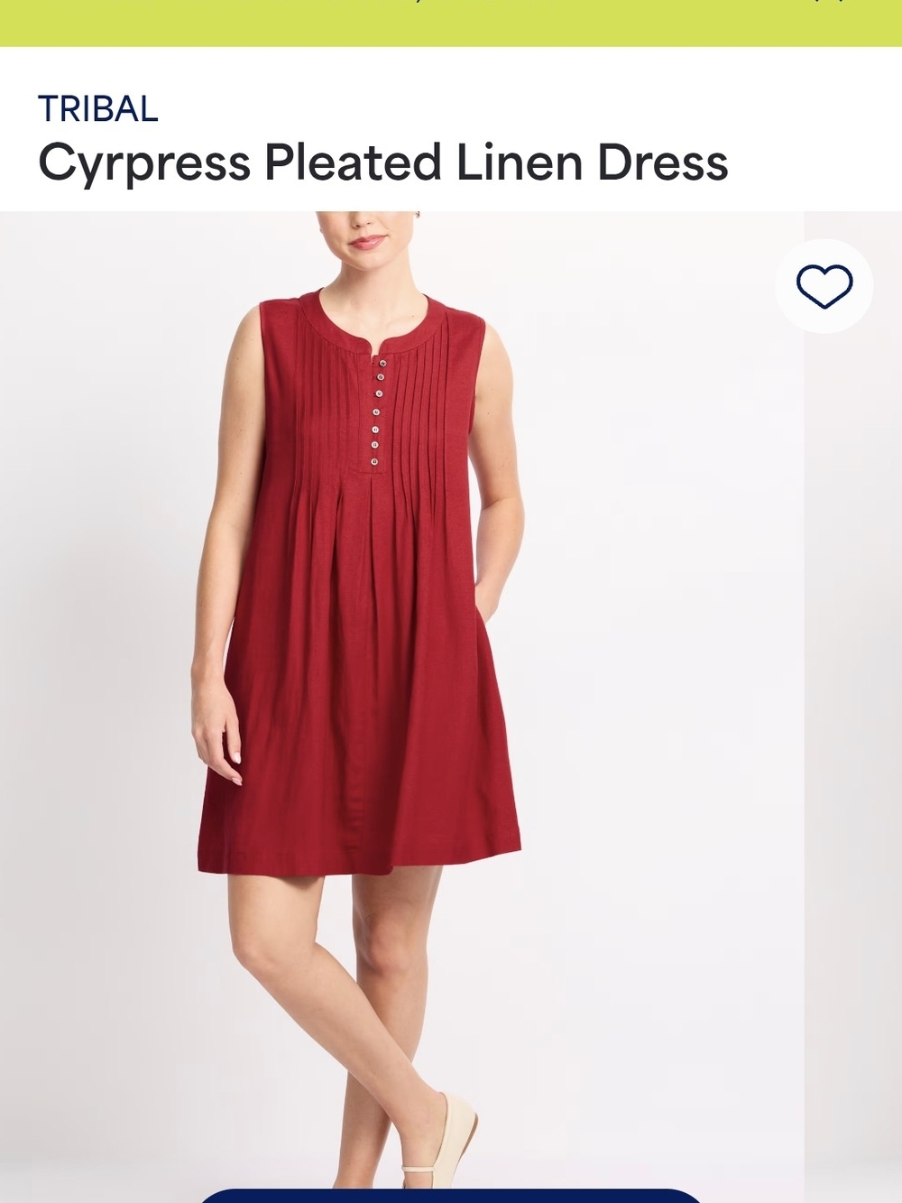TRIBAL Pleated Linen Mini Dress - Red